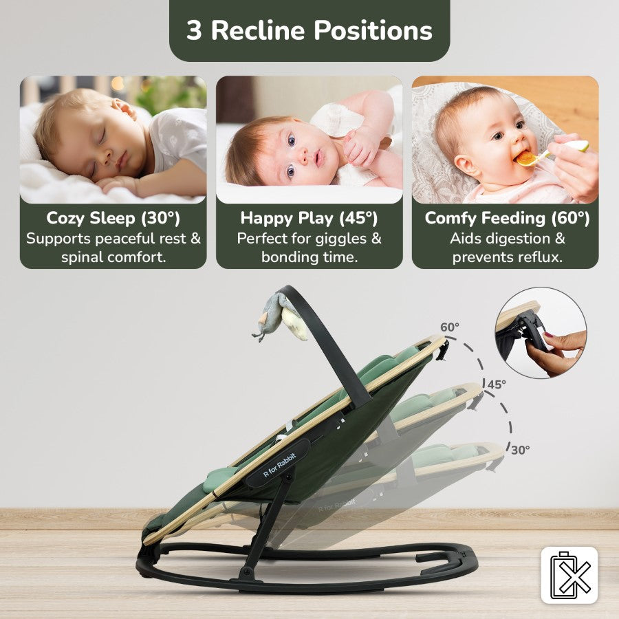 Rock N Nap Bliss – Lightweight Baby Sleeper & Rocker Soft, Safe & Travel-Friendly - Olive Green