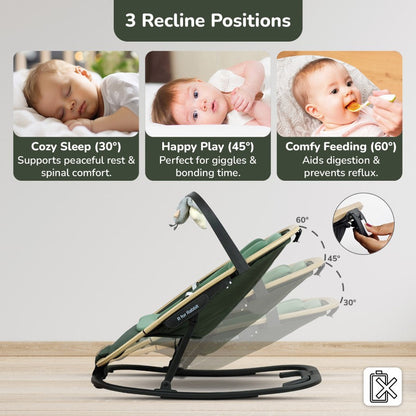 Rock N Nap Bliss – Lightweight Baby Sleeper & Rocker Soft, Safe & Travel-Friendly - Olive Green