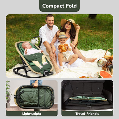 Rock N Nap Bliss – Lightweight Baby Sleeper & Rocker Soft, Safe & Travel-Friendly - Olive Green