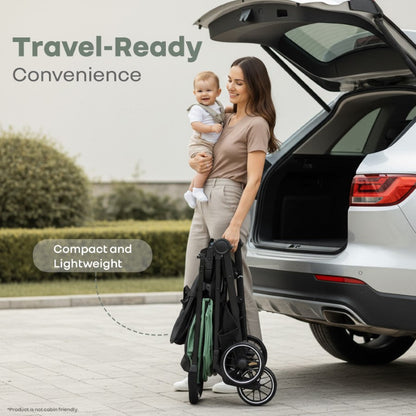 Poppins Neo Baby Stroller, Travel Stroller with 5-Point Harness & One-Hand Fold - Olive Green