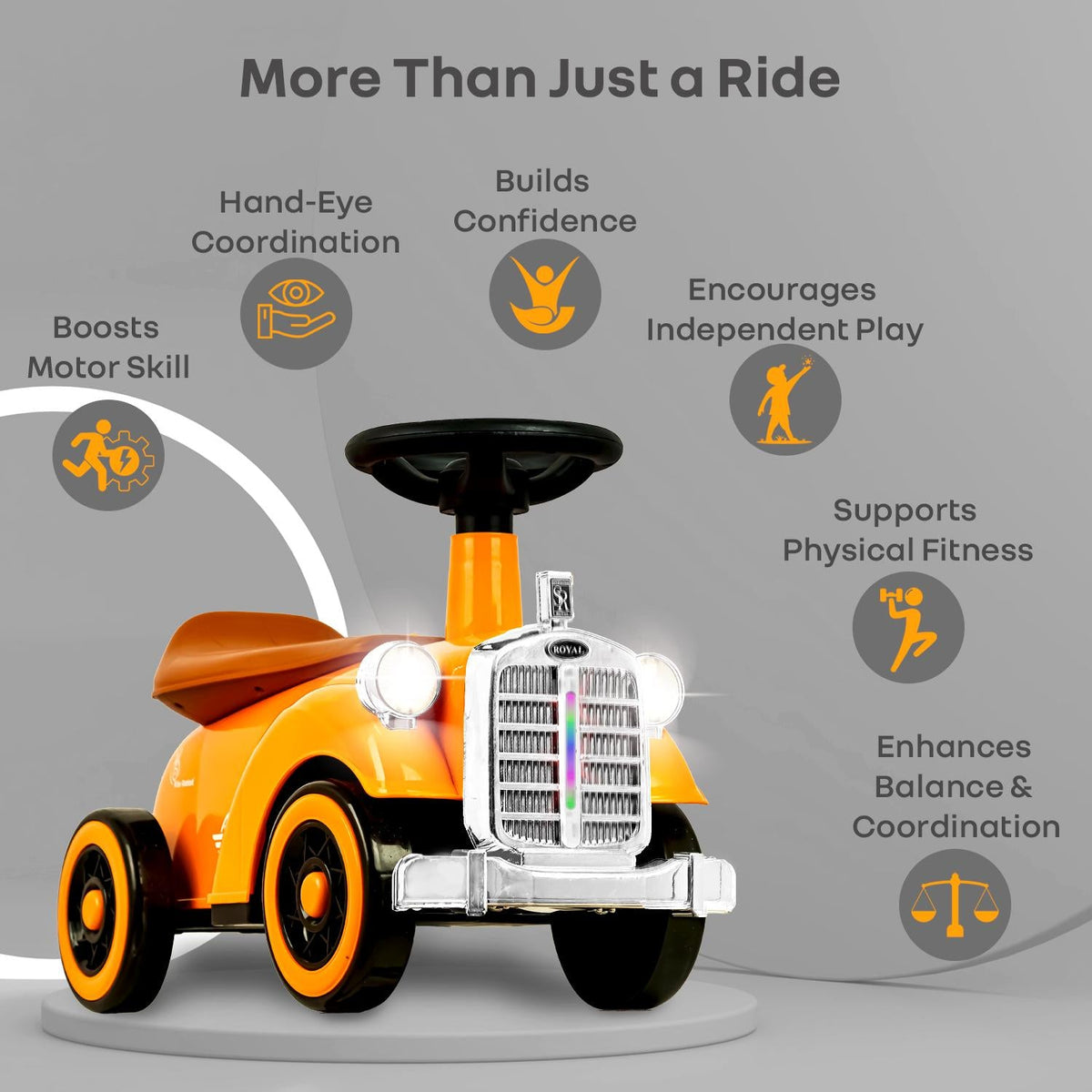 Speedster Royal Ride On Car for Kids - Orange Brown