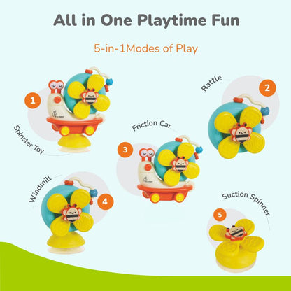 Orapple Spinster – 5-in-1 Multi-Activity Toy for Kids Rattle Toy for Babies - Orange Cream
