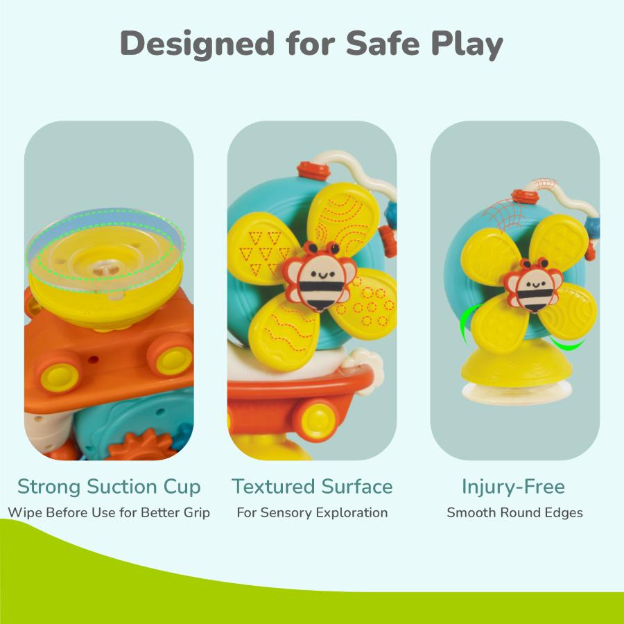 Orapple Spinster – 5-in-1 Multi-Activity Toy for Kids Rattle Toy for Babies - Orange Cream