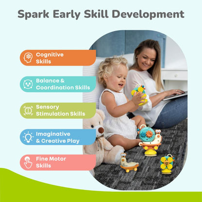 Orapple Spinster – 5-in-1 Multi-Activity Toy for Kids Rattle Toy for Babies - Orange Cream