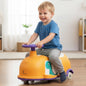 Iya Iya Poppy 3 in 1 Kids Ride On Swing Car, Push Ride & Pull Along, Stable Triangular Structure, Inbuilt Toy Compartment Age 2+ Years - Orange Purple