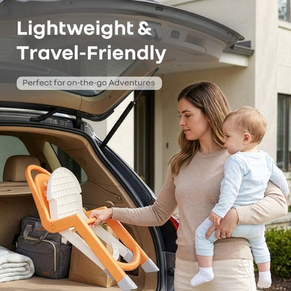 Jelly Bean Zippy Foldable Kids Chair - Ergonomic, Durable PP Material, Triangular Stable Structure, Travel-Friendly & Multi-Activity Chair (1-8 Years) - Orange White