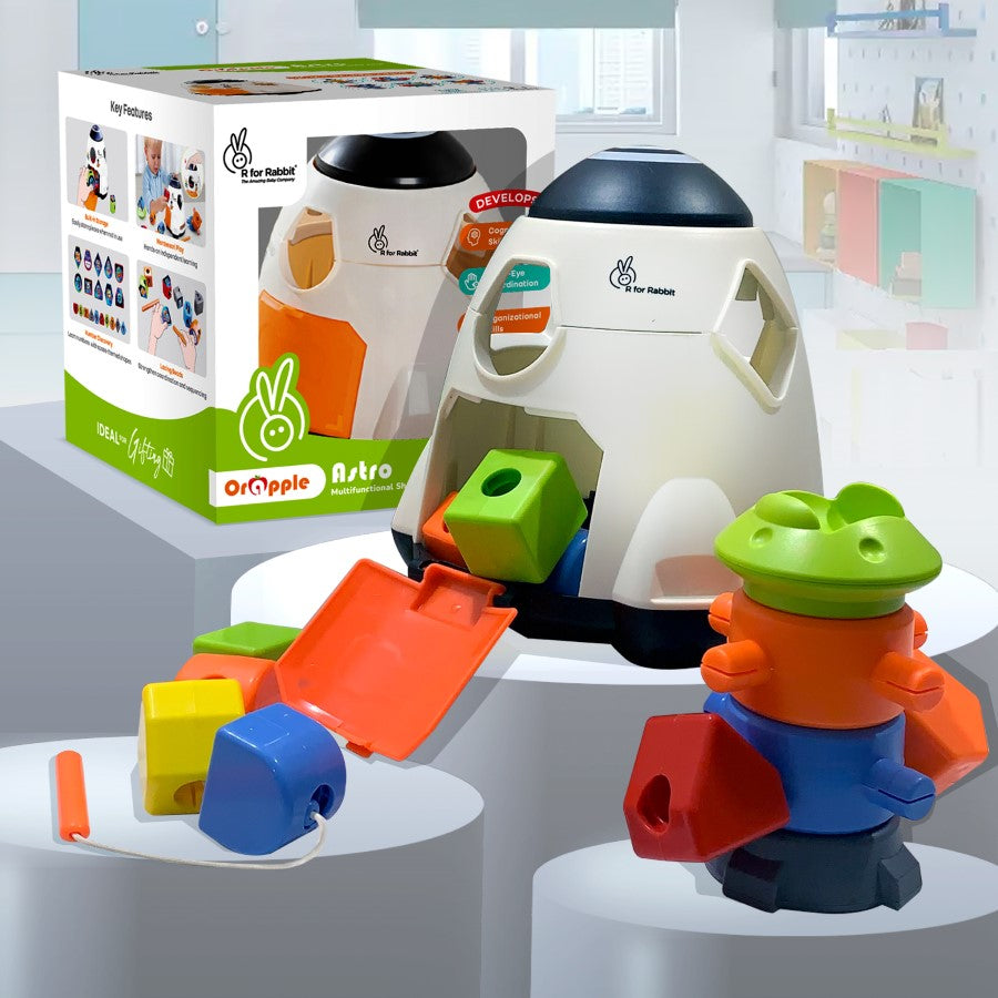 Orapple Astro Multi-Functional Shape Sorter Toy for Kids - White Multi