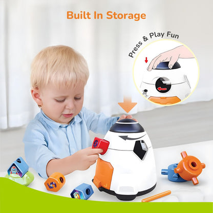 Orapple Astro Multi-Functional Shape Sorter Toy for Kids - White Multi