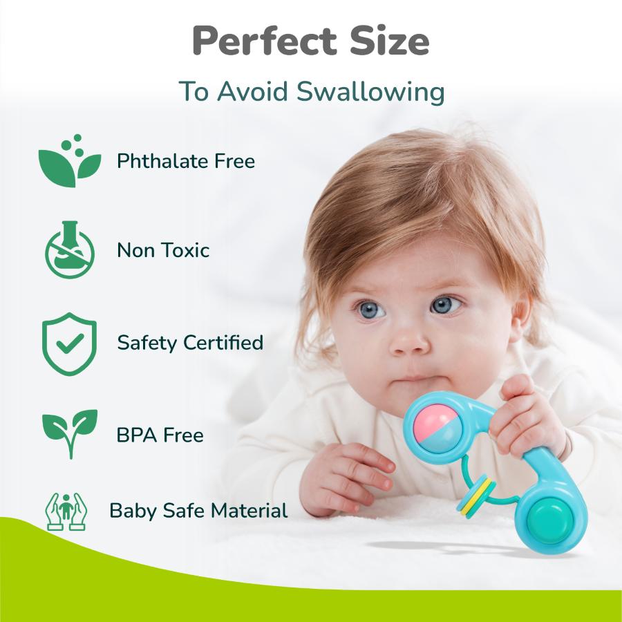 Orapple Jingle Joy – BPA-Free Rattle Set for Newborns (Pack of 6) - Multi