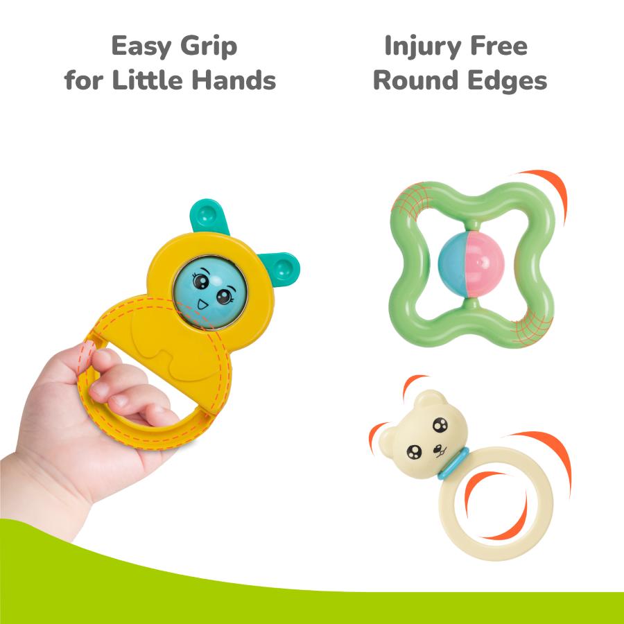 Orapple Jingle Joy – BPA-Free Rattle Set for Newborns (Pack of 6) - Multi
