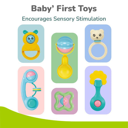 Orapple Jingle Joy – BPA-Free Rattle Set for Newborns (Pack of 6) - Multi