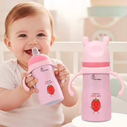 Steebo Fusion Spout Cup Stainless Steel Bottle For Kids, 270ml Leak Proof - Pink