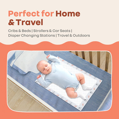 HygoMat – Soft, Anti-Bacterial & Leak-Proof Disposable Hygiene Mat for Babies - White Bunny Pack of 3