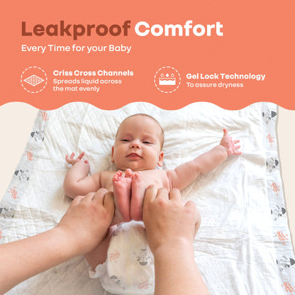 HygoMat – Soft, Anti-Bacterial & Leak-Proof Disposable Hygiene Mat for Babies - White Bunny Pack of 3