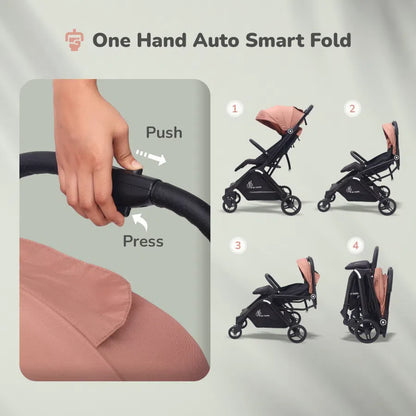 Street Smart Ace Auto Fold Kids Stroller - Peach Black