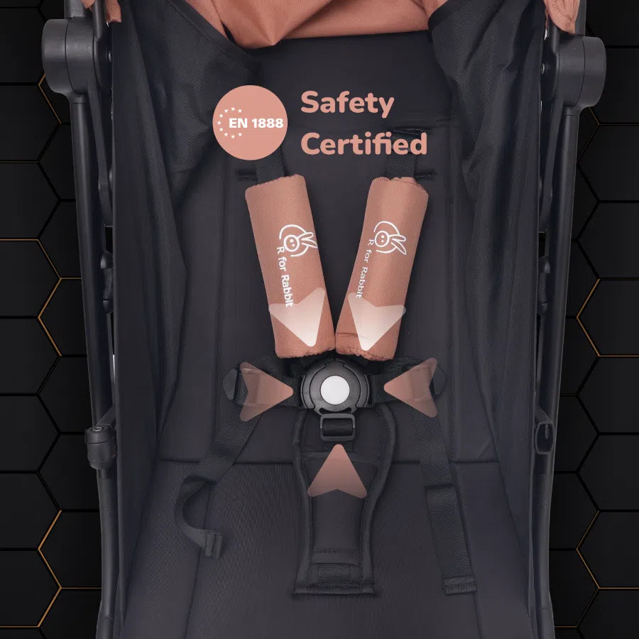 Street Smart Ace Auto Fold Kids Stroller - Peach Black
