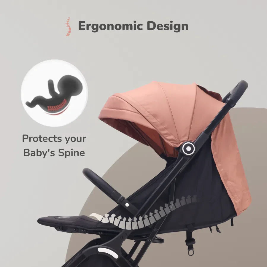Street Smart Ace Auto Fold Kids Stroller - Peach Black