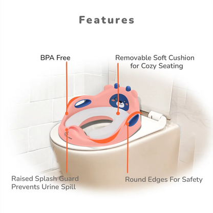 Minimo Teddy Toilet Seats Happy And Comfy Potty Training Seat For Baby - Peach Blue