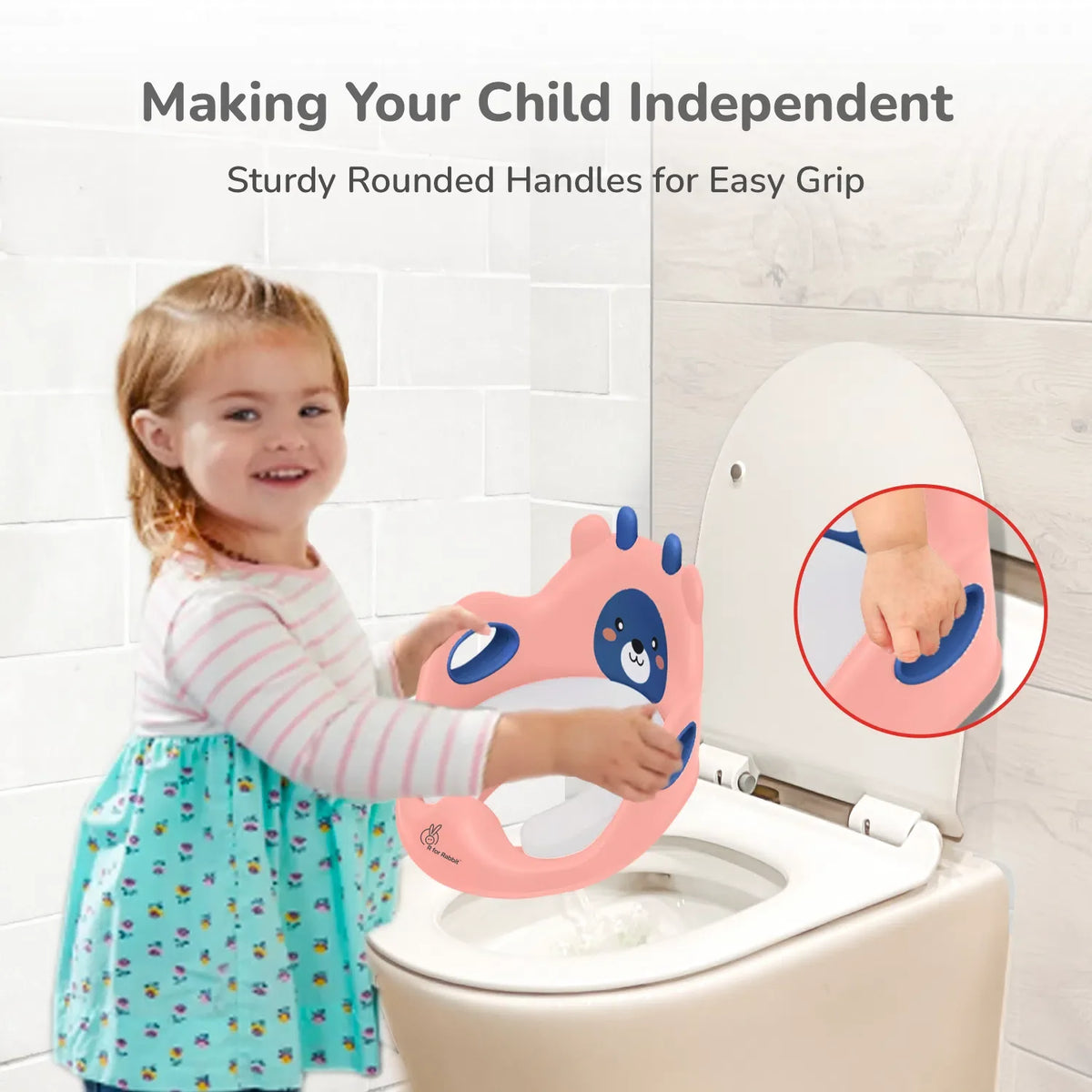Minimo Teddy Toilet Seats Happy And Comfy Potty Training Seat For Baby - Peach Blue