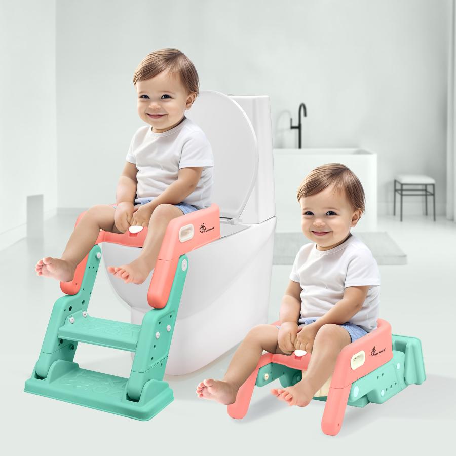 Hilltop Booster 2-In-1 Baby Potty Seat & Step Stool - Peach Green