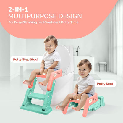 Hilltop Booster 2-In-1 Baby Potty Seat & Step Stool - Peach Green