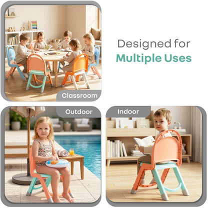 Jelly Bean Zippy Foldable Kids Chair - Ergonomic, Durable PP Material, Triangular Stable Structure, Travel-Friendly & Multi-Activity Chair (1-8 Years) - Peach Green