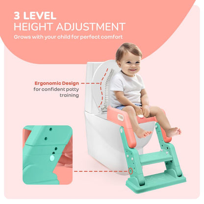 Hilltop Booster 2-In-1 Baby Potty Seat & Step Stool - Peach Green