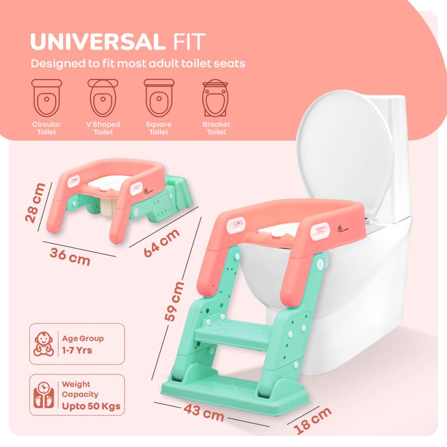 Hilltop Booster 2-In-1 Baby Potty Seat & Step Stool - Peach Green