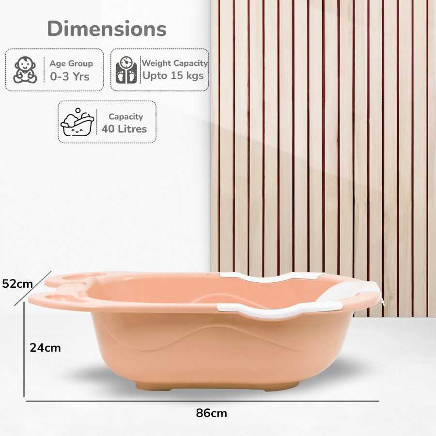 Bubble Double Snowy: 2-in-1 Baby Bath Tub with Ergonomic Sling - Peach White