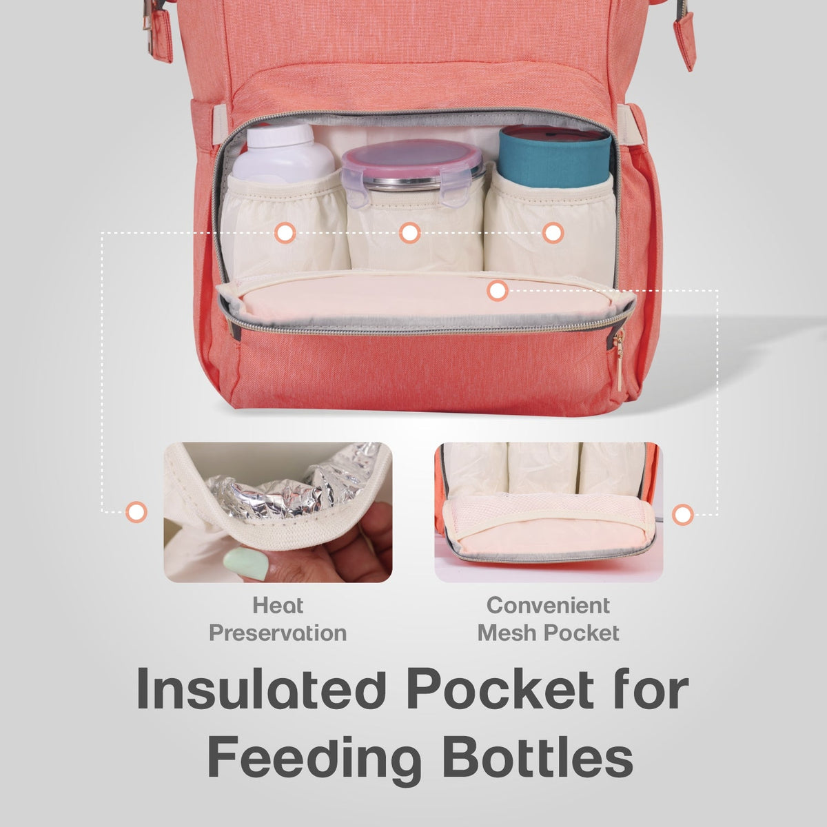 Caramello Diaper Bag Smart and Fashionable Diaper Bag For Moms - Peach