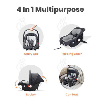 Picaboo Grand 4 In 1 Multipurpose Baby Carry Cot Cum Car Seat - Black Grey
