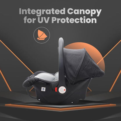 Picaboo Grand 4 In 1 Multipurpose Baby Carry Cot Cum Car Seat - Black Grey