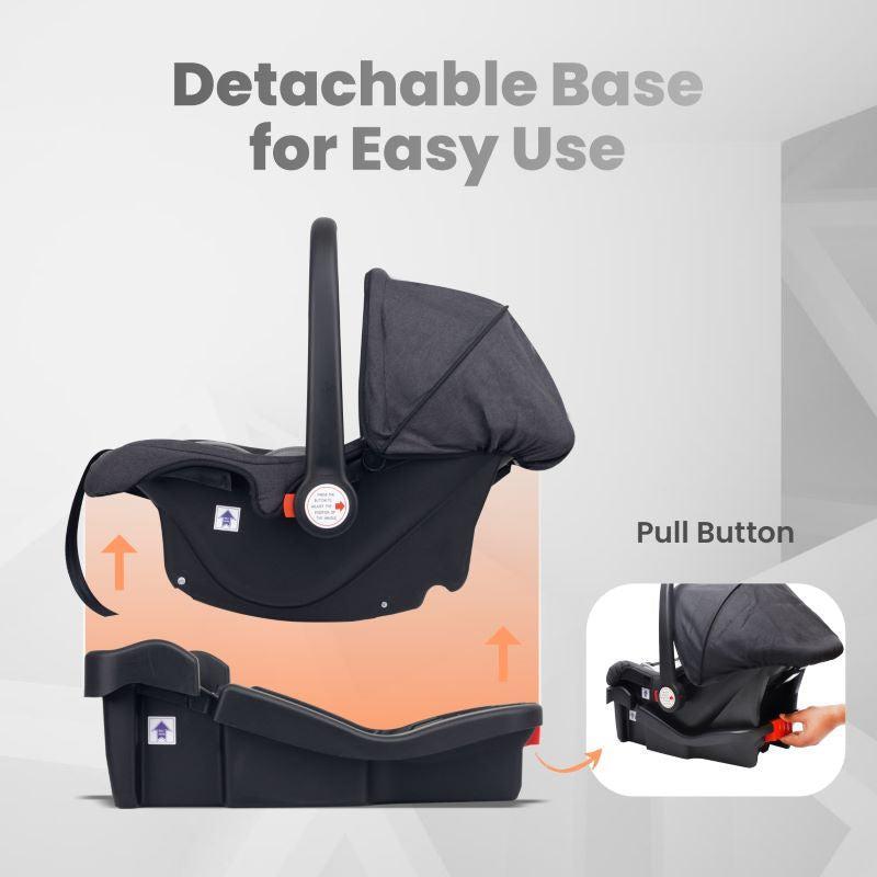 Picaboo Grand 4 In 1 Multipurpose Baby Carry Cot Cum Car Seat - Black Grey