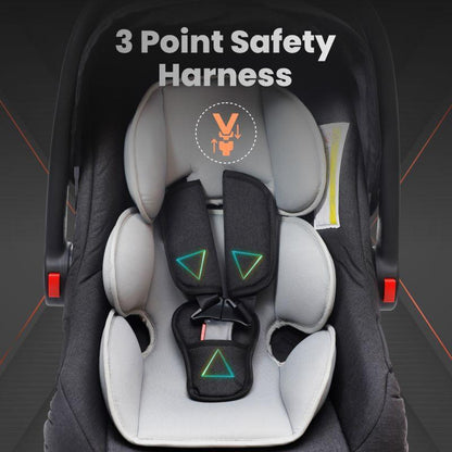 Picaboo Grand 4 In 1 Multipurpose Baby Carry Cot Cum Car Seat - Black Grey