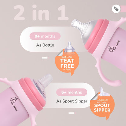 Steebo Fusion Spout Cup Stainless Steel Bottle For Kids, 270ml Leak Proof - Pink