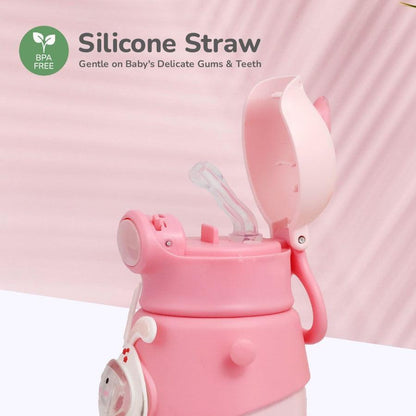 Steebo Zoobie Stainless Steel Sipper Feeding Bottle for Kids 550ml - Pink Bunny