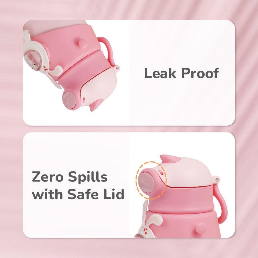 Steebo Zoobie Stainless Steel Sipper Feeding Bottle for Kids 550ml - Pink Bunny