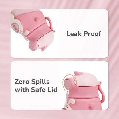 Steebo Zoobie Stainless Steel Sipper Feeding Bottle for Kids 550ml - Pink Bunny