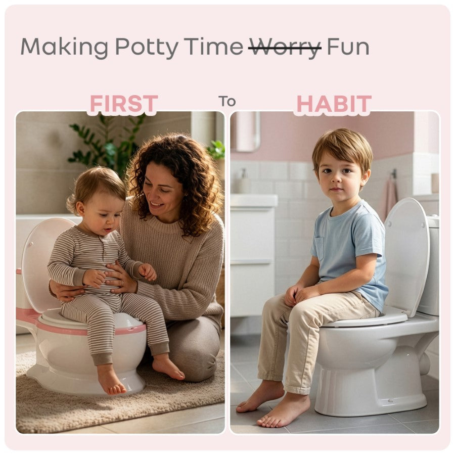Little Grownup Tunes Musical Potty Seat For Toddlers With Cushion - Pink White