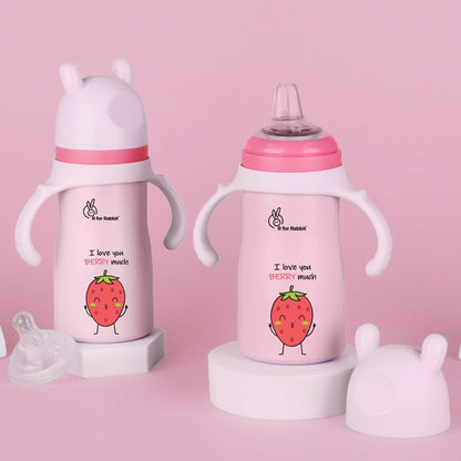 Steebo Fusion Spout Cup Stainless Steel Bottle For Kids, 270ml Leak Proof - Pink