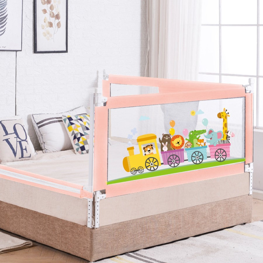 Safari Bed Rail for Baby Easy Install, Anti-Fall Safeguard for Toddler Safety - Pink