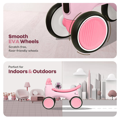 Speedster Glider Baby Ride On Car – Fun Push Ride with Music, LED Lights, Toy Storage & EVA Wheels - Pink