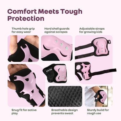 Safe Play Set Kids Helmet, Premium Kids Sports Safety Kit with Helmet & Protective Pads - Pink