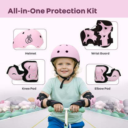 Safe Play Set Kids Helmet, Premium Kids Sports Safety Kit with Helmet & Protective Pads - Pink