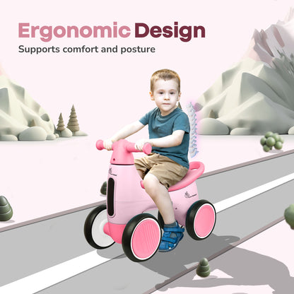 Speedster Glider Baby Ride On Car – Fun Push Ride with Music, LED Lights, Toy Storage & EVA Wheels - Pink