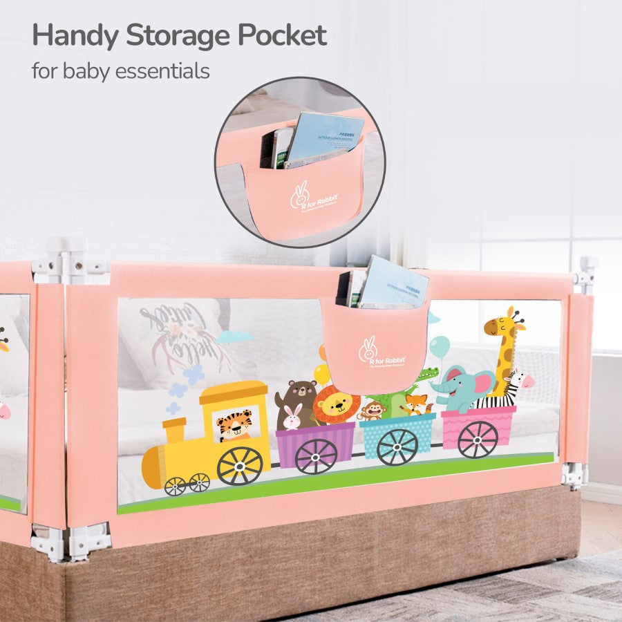 Safari Bed Rail for Baby Easy Install, Anti-Fall Safeguard for Toddler Safety - Pink