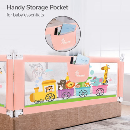 Safari Bed Rail for Baby Easy Install, Anti-Fall Safeguard for Toddler Safety - Pink