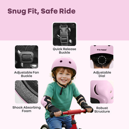 Safe Play Set Kids Helmet, Premium Kids Sports Safety Kit with Helmet & Protective Pads - Pink