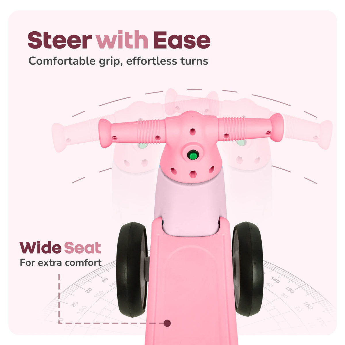 Speedster Glider Baby Ride On Car – Fun Push Ride with Music, LED Lights, Toy Storage & EVA Wheels - Pink