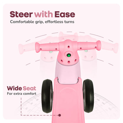 Speedster Glider Baby Ride On Car – Fun Push Ride with Music, LED Lights, Toy Storage & EVA Wheels - Pink